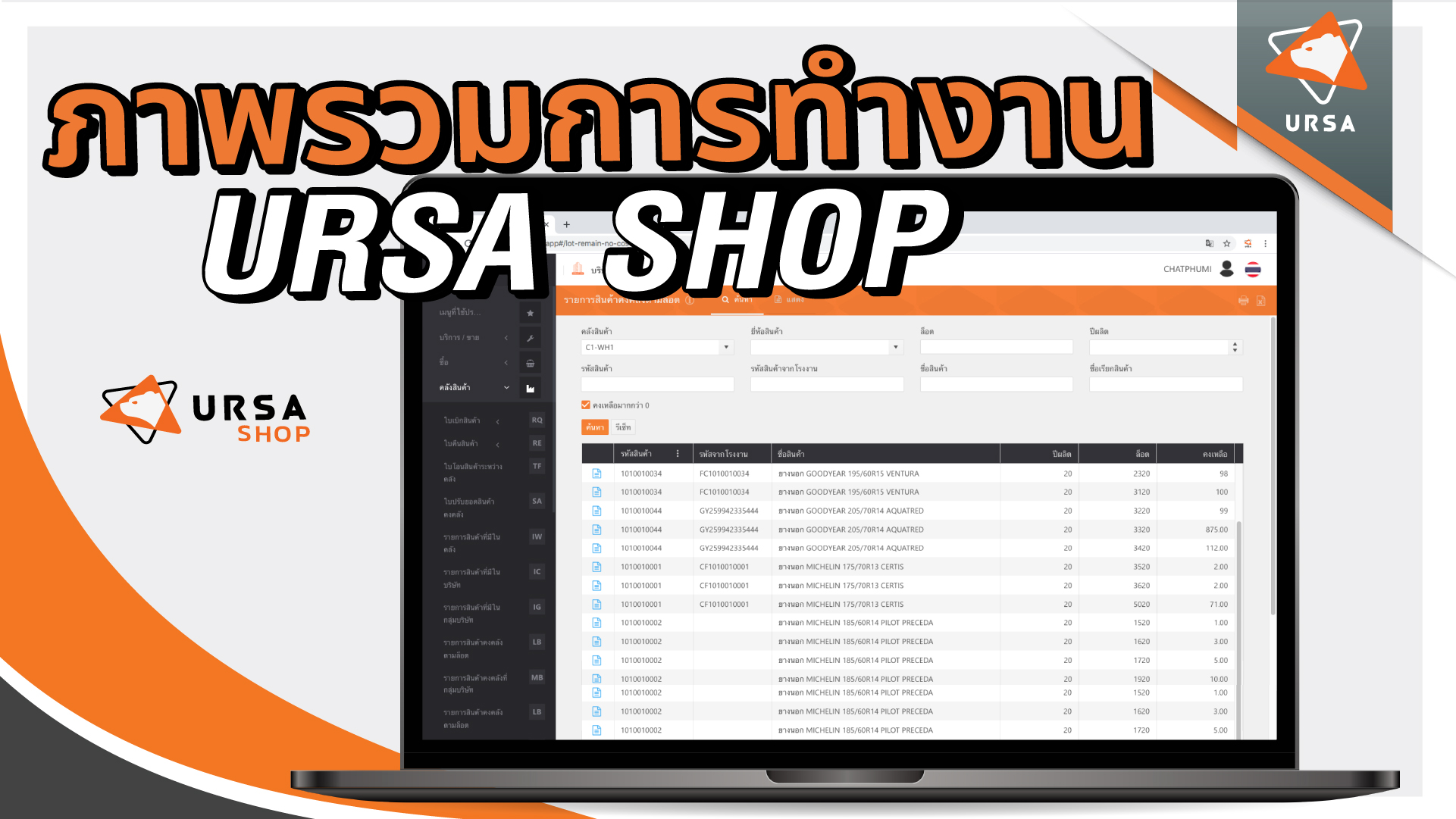 Ursa โปรแกรมร้านยาง โปรแกรมคาร์แคร์ โปรแกรมศูนย์บริการรถยนต์ โปรแกรมอู่ซ่อมรถ โปรแกรมจัดการร้านค้า